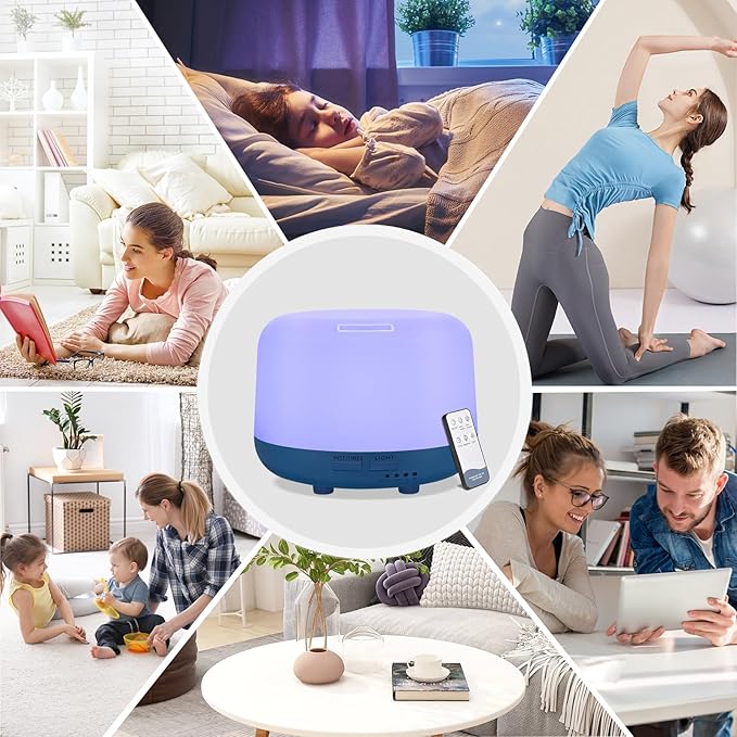 300ML Aromatherapy Ultrasonic Diffuser, Aroma Diffuser, Air Diffuser for Essential Oils, Oil Defuser with Remote, 7 Color Changing LED Light,Auto-Off,Timer for Home,Bedroom Office,Kids.-CubbioJoy