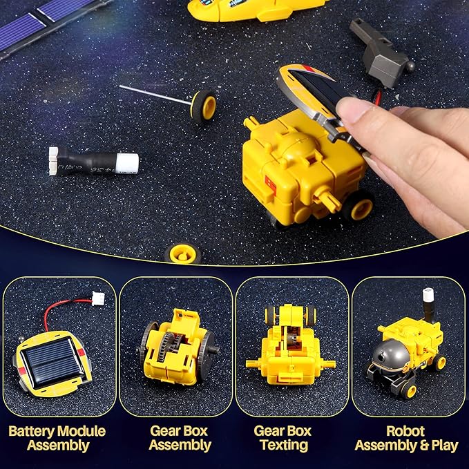 COBFDHA STEM Projects for Kids Age 8-12, Science Kits Boys, Solar Robot Space Toys Gifts 8-14 Year Old Teen Boys Girls, 120Pcs Building Experiments Robots Teenage Ages 9 10 11 12 , Yellow-CubbioJoy