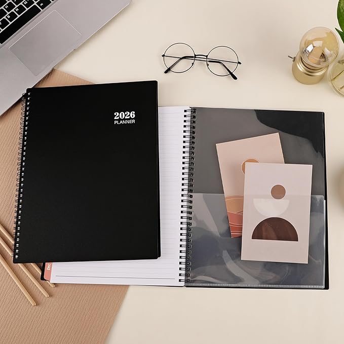 2026 Planner - 9” × 11”, 2026 Weekly and Monthly Planner, from JAN. 2026 to DEC. 2026, Inner Pocket, Premium Paper, Twin-wire Binding, Make Your Life Productive - Black-CubbioJoy
