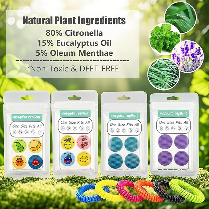 240Pcs Mosquito Patches Stickers, Individually Wrapped Natural Plant Based Mosquito Stickers for Kids Adult Outdoor Hiking, Camping, Travel-CubbioJoy
