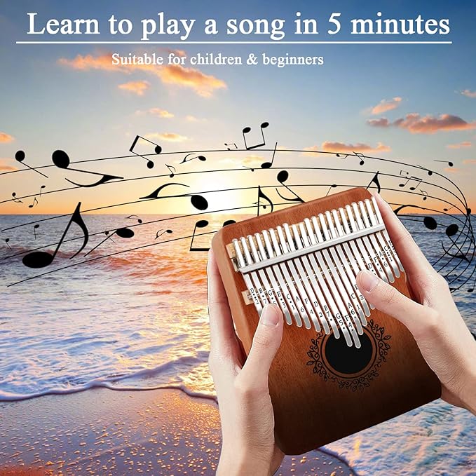Kalimba 21 Keys Thumb Piano, Easy To Learn Portable Kalimba Thumb Piano With Beautiful Hard Packing Box, Gifts For Kids,Adult,Beginners,Professional-CubbioJoy