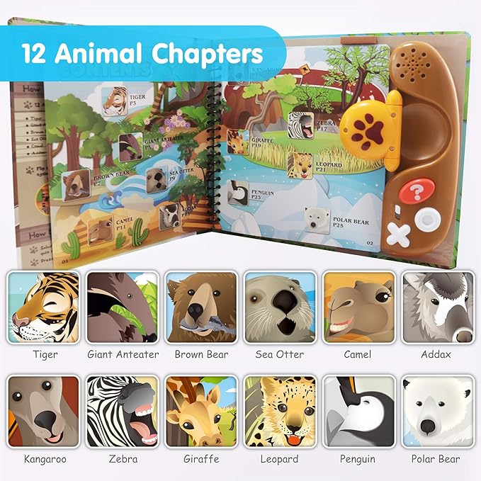 BEST LEARNING Book Reader Animal Kingdom - Educational Talking Sound Toy to Learn Animals with Quiz Games for Kids Ages 3 to 8 Years Old | Ideal 3-5 Boy or Girl Birthday Gift-CubbioJoy