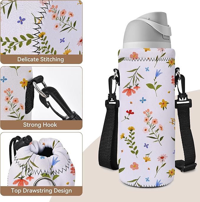 AUPET Water Bottle Bag Carrier,24oz/32oz Insulated Neoprene bottle Sling Holder Case Pouch Cover for 1000ML/750ML Bottles with Shoulder Strap for walking-CubbioJoy