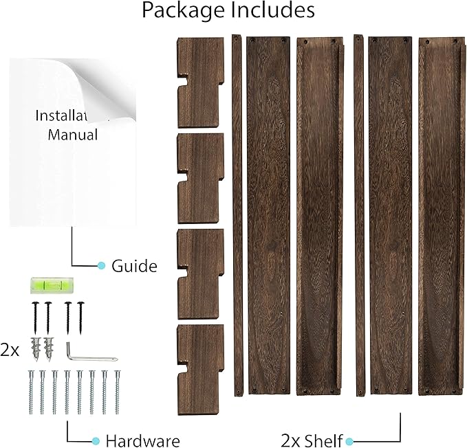 brightmaison Polynez 30" Floating Shelves for Nursery & Kids Room - Wall Multiuse Book Shelves, Set of 2 Brown Wood-CubbioJoy