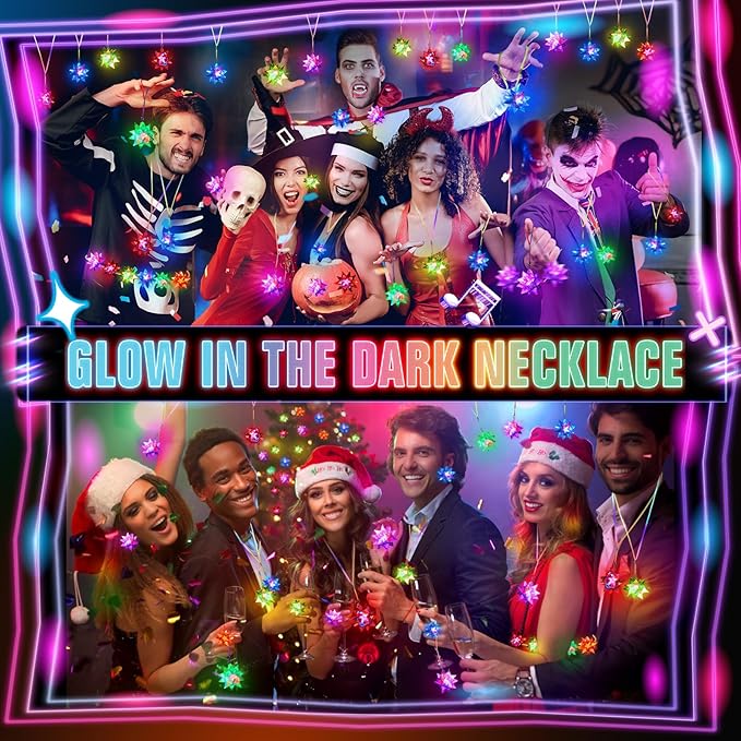 70 PCS Flashing Crystal Star Glow Necklaces Bulk Light up Party Favors, LED Glow in The Dark for Kids Adults Birthday Glow Party Rave Halloween Goodie Bags Filler-CubbioJoy