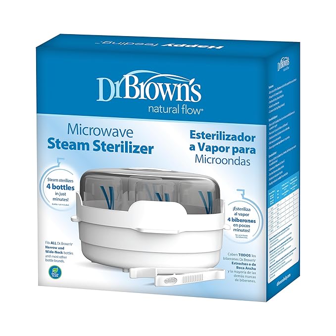 Dr. Brown's Microwave Steam Sterilizer for Baby Bottles, Nipples, Bottle Parts, Pacifiers, Teethers and Breast Pump Parts-CubbioJoy