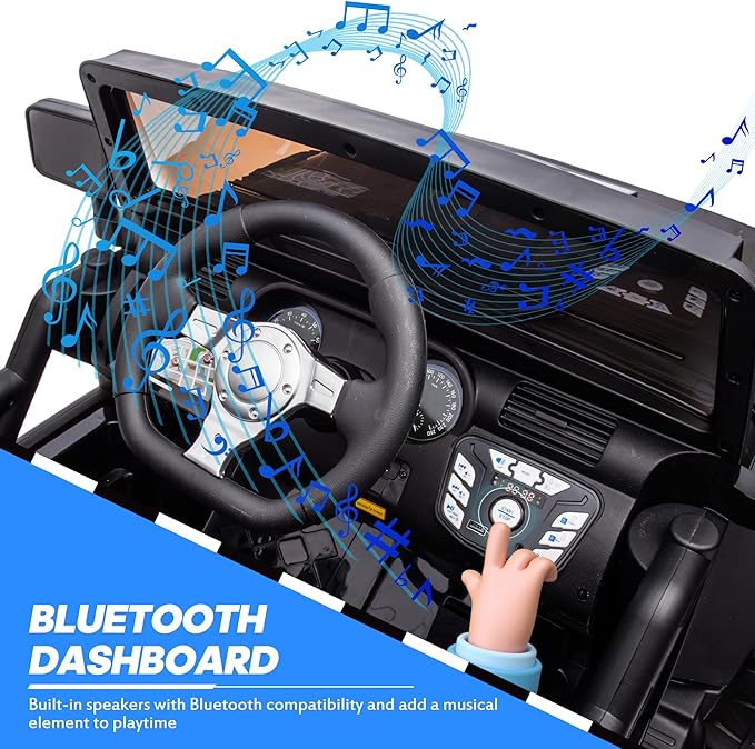 24V 9Ah Ride on Toy for Big Kids, 4WD 2 Seater Ride on Car Truck with Remote Control, 4x200W Motor - Black-CubbioJoy