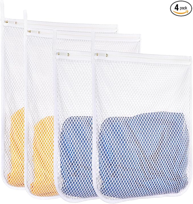 4 pcs Durable Honeycomb Mesh Laundry Bags for Delicates 16" x 19" (2 Large) 12" x 15" (2 Medium)-CubbioJoy