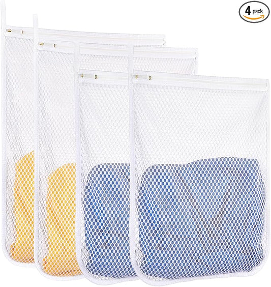 4 pcs Durable Honeycomb Mesh Laundry Bags for Delicates 16" x 19" (2 Large) 12" x 15" (2 Medium)-CubbioJoy