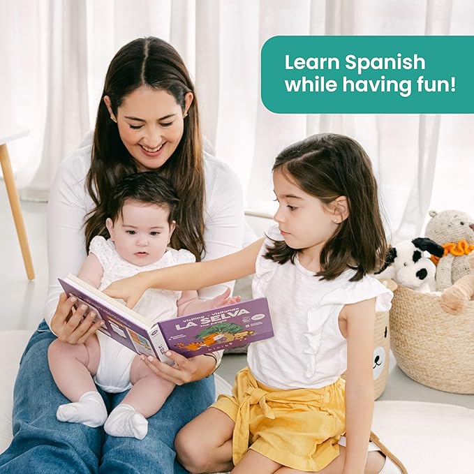 Binibi Spanish Books for Babies & Toddlers 1-3 La Selva Bilingual Sound Book with Jungle Animal Sounds | Bilingual Children's Book | Support Spanish Learning for Kids | Libro en español para bebés-CubbioJoy