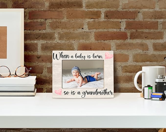 Baby Picture Frame, Ultrasound Picture Frames, When a Baby is Born So is a Grandmother, New Grandmother Gifts First Time 2025, Photo Frame 4x6(cream-coloured)-CubbioJoy