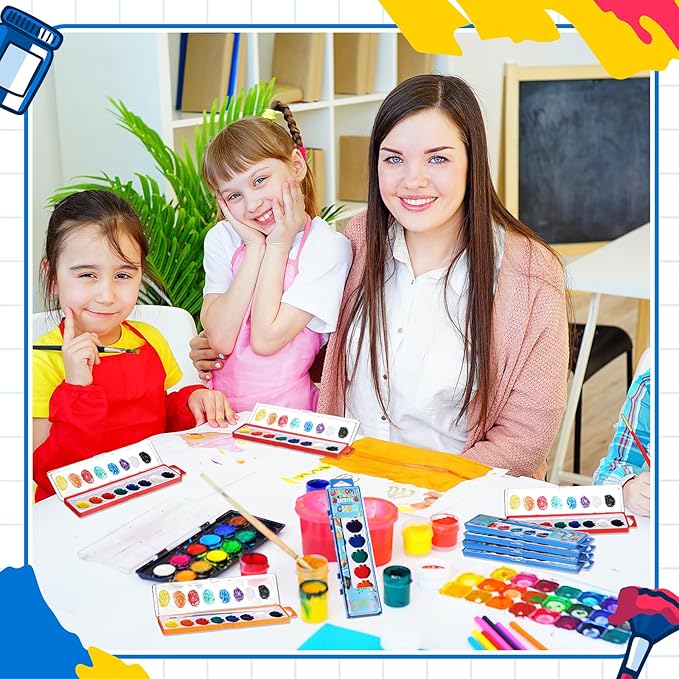 36 Pcs Apple Style Watercolor Painting Set for Kids 8 Washable Colors with Brush Watercolor Painting Set Gift Party Supplies Back to School Party Gift Exchange-CubbioJoy