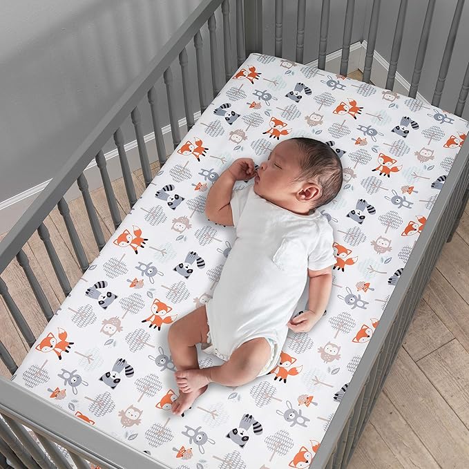 Bedtime Originals Woodland Friends Animals Mint/Gray 5-Piece Crib Bedding Set-CubbioJoy