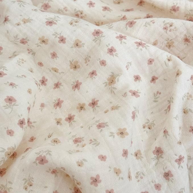 BuLuTu 2-Layer Cotton Muslin Toddler Pillowcases for Girls Boys Floral Pillow Cover Decorative Pillow Cases Gauze Cotton Small Pillow Protector for Crib, Envelope Closure, 14"x20",1 pc-CubbioJoy