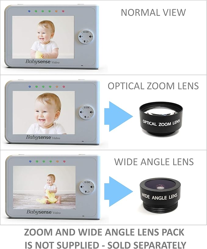 Babysense 3.5" Screen, Video Baby Monitor with Camera and Audio, 960ft Range (Open Space), Night Light, Two-Way Audio, Zoom, Night Vision, Lullabies-CubbioJoy