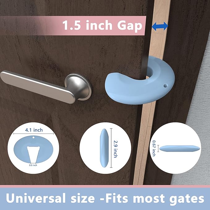 Door Pinch Guard and Door Slam Stopper, Durable Silicone Door Finger Pinch Guard, Prevents Finger Pinch Injuries, Slamming Doors, Door Safety for Kids, 4 Packs Blue Basic.-CubbioJoy