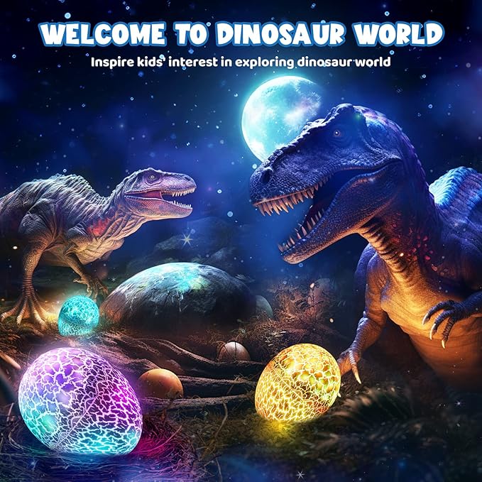 Dinosaur Toys for Kids Age 3-12: Wired Dinosaurs Egg Night Light Gifts for Boys 4 5 6 7 8 9 Year Old 2-in-1 Dino & Star Projector with 360° Rotation Timer for Boy Ages 3-5 Birthday Easter Gifts Decor-CubbioJoy