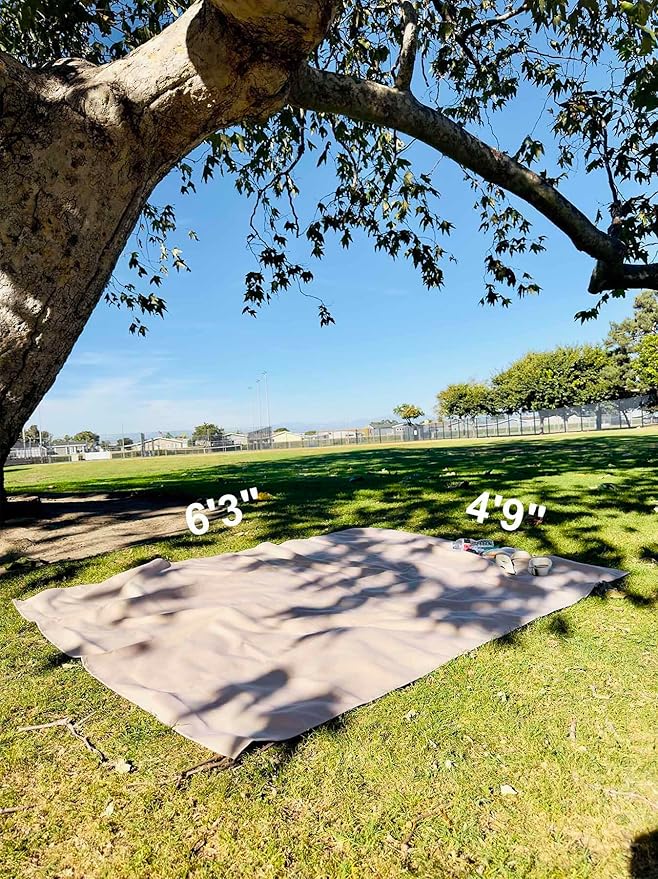 4'9" x 6'3" White Lightweight Water-Resistant Canvas Mat – Picnic, Outdoor, Beach, Park, Camping, Toy Mat-CubbioJoy