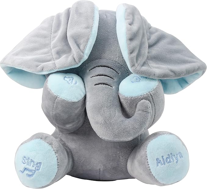 Aidiya Elephant Stuffed Animals Baby Gifts Peluches Ear Interactive Elephant Talking Singing Plush Toys for Girls Boys Gift Adjustable Volume 11.8" Set (Blue)-CubbioJoy