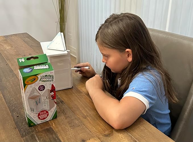 CreateOn Crayola Doodle Magnetic Tiles, Building Set for Kids, Magnetic Building Toys for Kids, STEM Travel Toys for Boys and Girls Ages 3+, 14-Piece Set (Doodle)-CubbioJoy