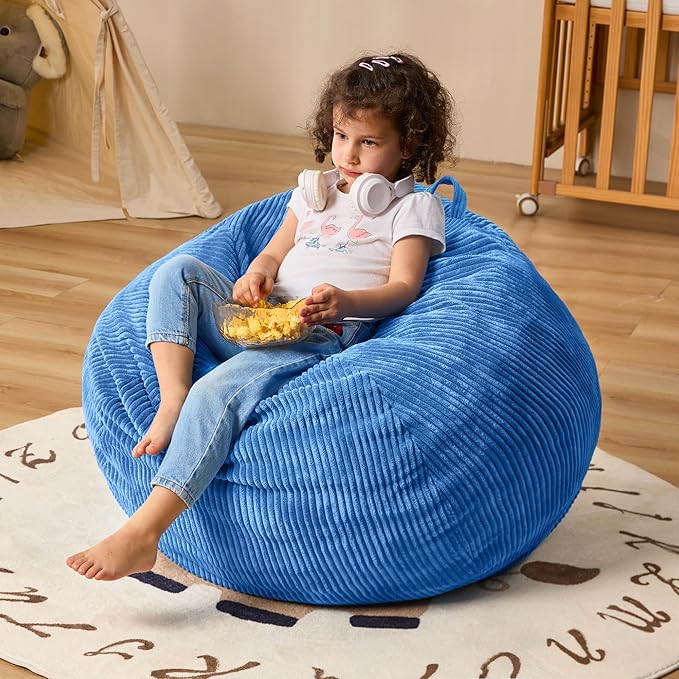 Bean Bag Chairs Teardrop Bean Bag Chair Beanbag Chair with Memory Foam Filled Machine Washable Cover for Living Room, Bedroom (Small,Blue)-CubbioJoy