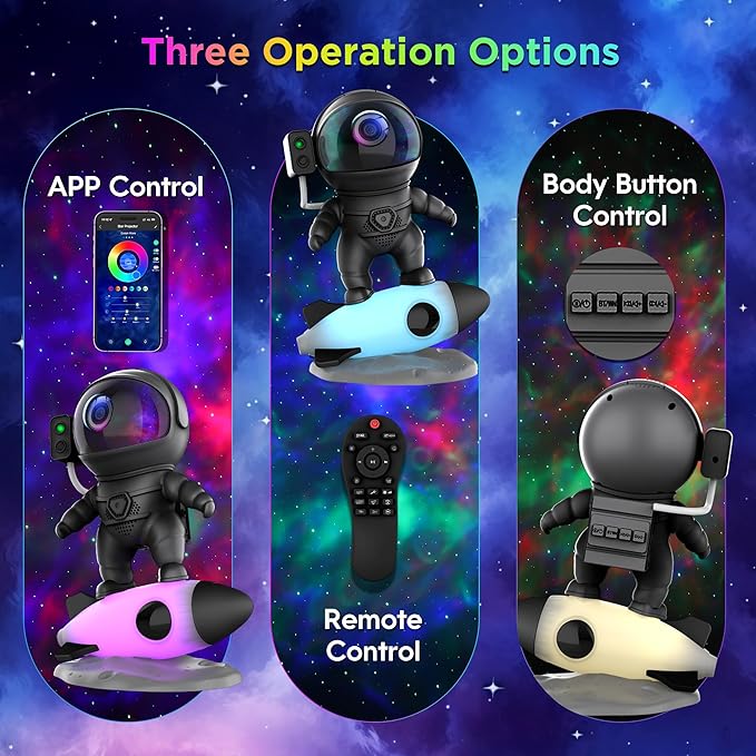 Astronaut Galaxy Projector for Bedroom, Star Projector Galaxy Light with App & Remote Control, White Noises, Bluetooth Speaker, Rocket Night Light for Kids, Ceiling, Gifts, Room Decor-CubbioJoy