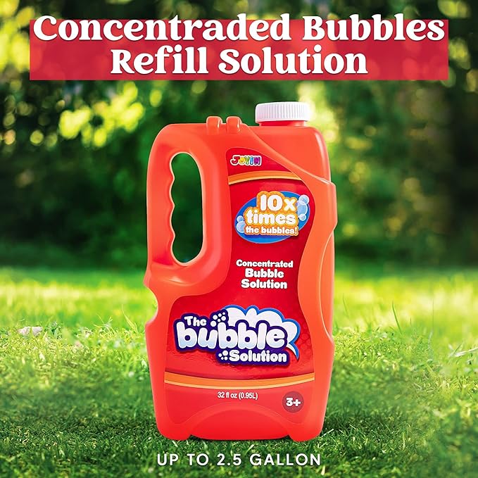 JOYIN 32 oz Bubble Solution Refills (Close to 1L/ 2.5 Gallon), Concentrated Solution for Bubble Machine, Wands, Blower, Easter (Red)-CubbioJoy