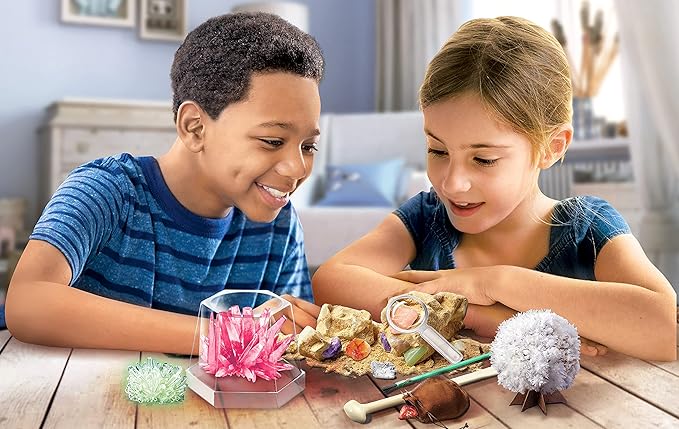 4M - STEAM Earth Science - Educational Science Kits for Kids Ages 5+ with 5 Experiments: Volcano Eruption, Excavate Crystals, Crystal Growing, & More - Hands-On Geology STEM Learning Science for Kids-CubbioJoy