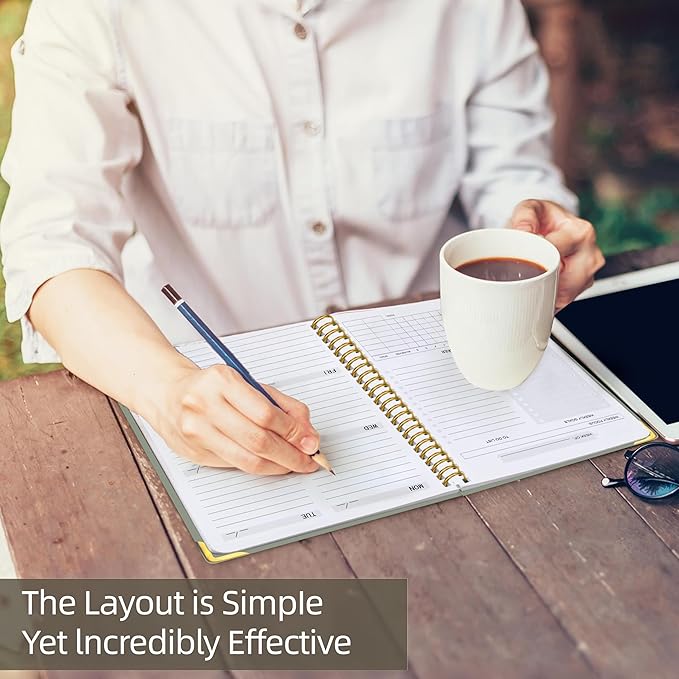 Undated Weekly Planner, Weekly To Do List Notebook with Goal & Habit Tracker Organizer, A5 5.8" x 8.0" Weekly Planner Notebook with Spiral Binding for Men or Women-CubbioJoy