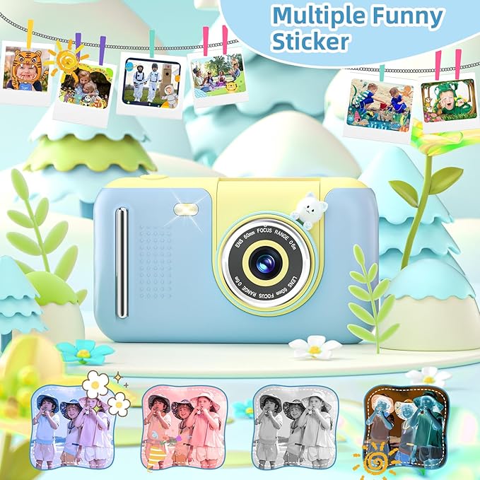Camera for Kids, Toddler Volging Cameras Age 3-8 Christmas Birthday Gifts for Boys and Girls 3-12 Year Old Boys Digital Camcorder for Video Portable Kids Selfie Camera with 32GB SD Card Blue-CubbioJoy
