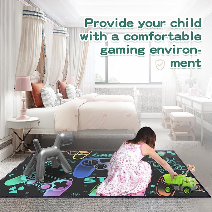 Play Gaming Rug for Bedroom Gamer Mat Gamepad for Boys Room 3x4 for Playroom Decor Washable-CubbioJoy