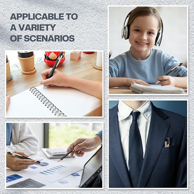 8 Pieces Ballpoint Pen with Stylus Tip Black Ink 2 in 1 Stylus Metal 1.0 mm Medium Point Smooth Pen Rainbow Colorful Rubberized Ballpoint for Touch Screen Tablet(Gray)-CubbioJoy