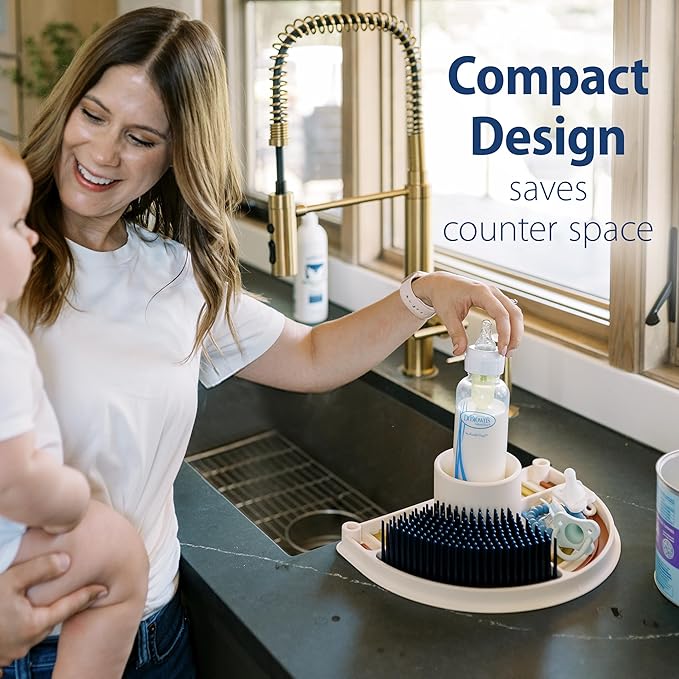 Dr. Brown's 2-in-1 Dry & Prep Silicone Mat, Silicone Baby Bottle Drying Mat with Removable Pegs for Baby Essentials, Built-in Bottle Prep, BPA-Free-CubbioJoy