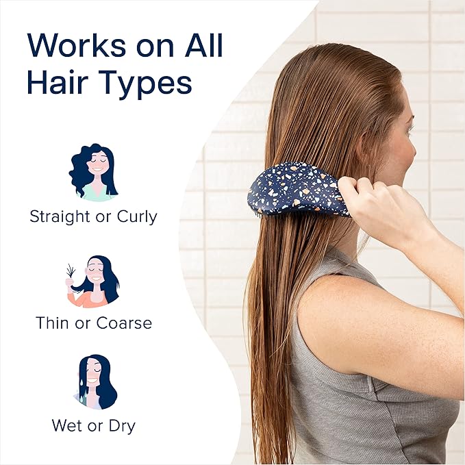 Crave Naturals Glide Thru Hair Brush - Detangler Brush for Curly, Straight, Wet or Dry Hair - Gentle Detangling Brushes for Adults, Kids, Toddlers - Hair Accessories for Women, 7.5"x3" - Terazzo-CubbioJoy