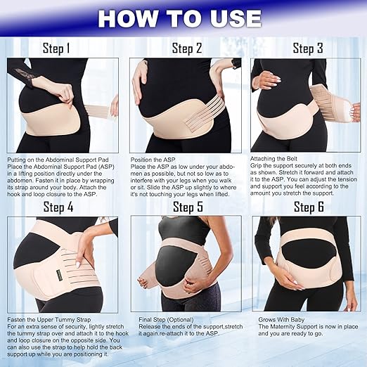 ChongErfei Maternity Belt, Pregnancy 3 in 1 Support Belt for Back/Pelvic/Hip Pain, Maternity Band Belly Support for Pregnancy Belly Support Band (L: Fit Ab 39.5"-51.3", Black)-CubbioJoy