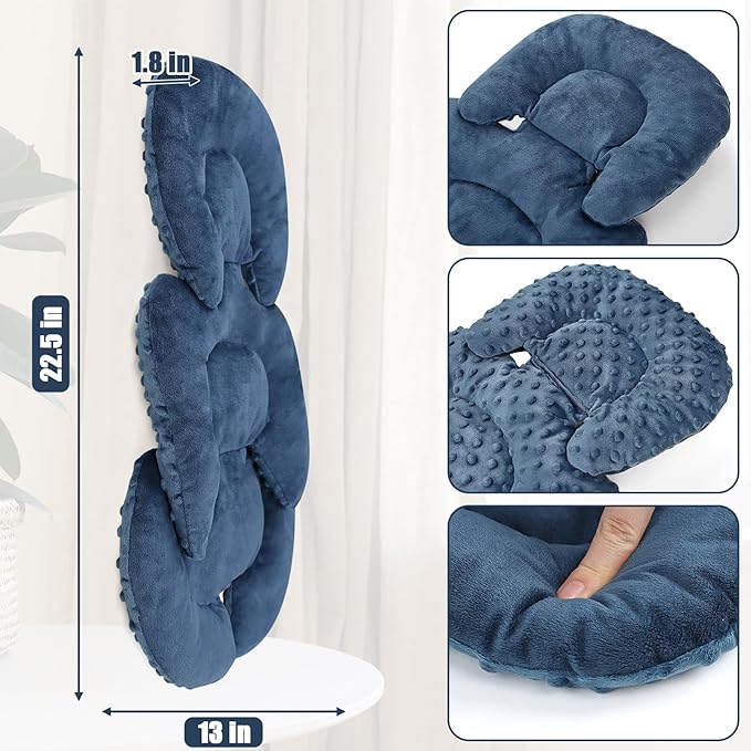 Infant Car Seat Insert Head and Body Support, GFU Reversible Newborn Insert for Carseat with Strap Pads, Soft Stroller Cushion Pillow Insert for Boys and Girls, Fits for Stroller, Swing, Blue-CubbioJoy