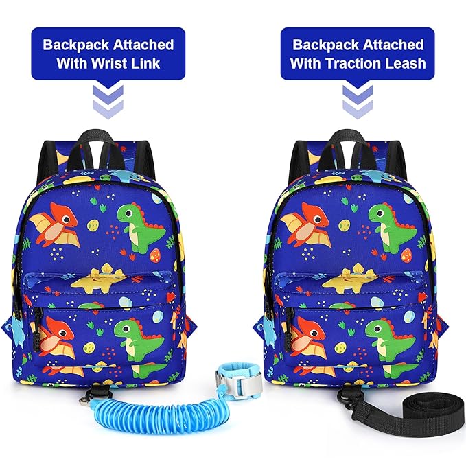Accmor Toddler Backpack Leash Harness, Cute Kids Backpack with Anti Lost Wrist Link, Child Backpack Leash Baby Walking Harness Bag for Outdoor Travel, Mini Dinosaur Backpack Tether for Boys-CubbioJoy