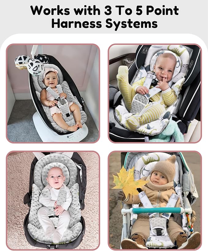 Infant Car Seat Insert with Removable Cushion for Baby Preemie Newborn Infant, Reversible carseat Insert Head Body Support Fits for Stroller, Baby Swing, Rocker, Bouncer, Bassinet - Grey-CubbioJoy