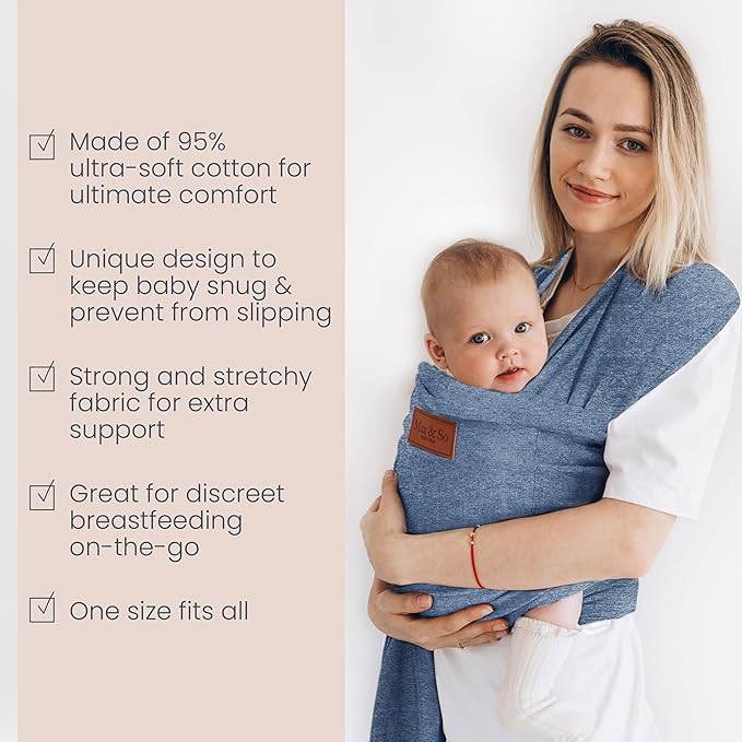 Baby Wrap Carrier - Premium Cotton Baby Carrier Wrap for Newborn to Toddler- Infant Carrier- Baby Holder One Size Fits All with Front Pocket (Grey) by Max&so-CubbioJoy