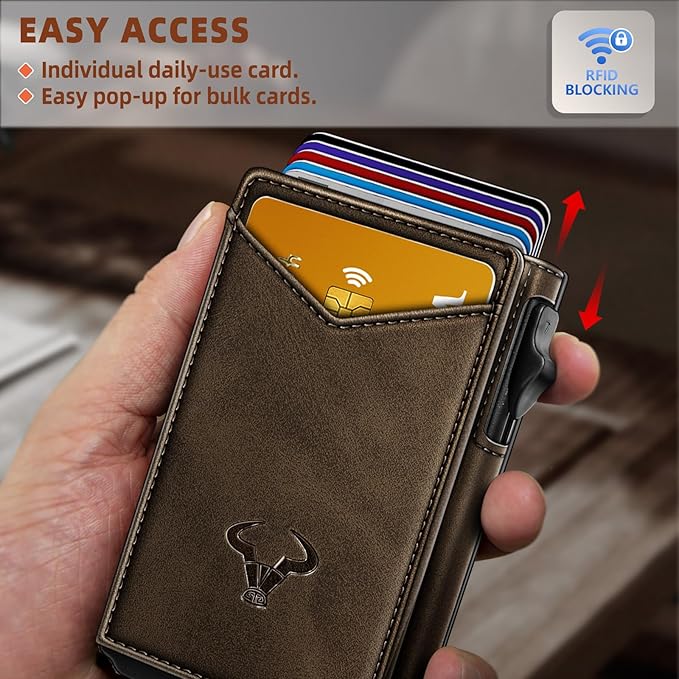 BULLIANT Men Wallet,Money Clip Wallet Slim For Gift Men 9Cards-Metal Credit Card Case in Magnetic Leather Flip-CubbioJoy