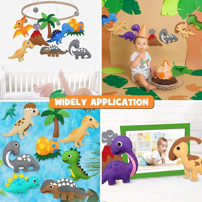 CiyvoLyeen Dinosaur Sewing Craft Kit DIY Kids Craft and Sew Set for Girls and Boys Educational Beginners Sewing Stuffed Animal Felt Plush Ornaments Set of 14 Sewing Kits for Kids Age 8 9 10 11 12-CubbioJoy