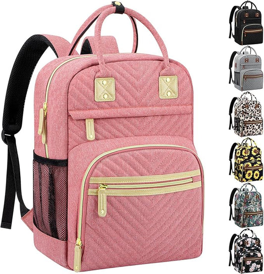 Baby Diaper Bag Backpack Tote for Women Large Capacity with Insulated Pockets Multifunctional Waterproof Diaper Bags For Baby Girl Boy Mama Maternity Travel Bag Pink-CubbioJoy
