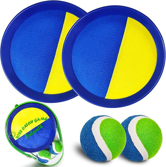 Jalunth Ball Catch Paddle Set Games - Beach Toys Pool Back Yard Outdoor Lawn Games Backyard Camping Toss Age 3 4 5 6 7 8 9 10 11 12 Years Old Boys Girls Kids Adults Family Christmas Easter Gifts-CubbioJoy