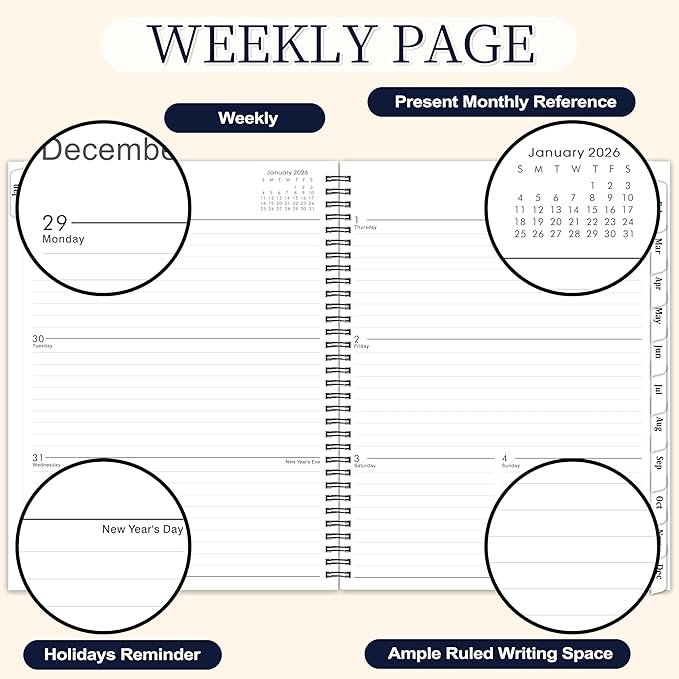 2026 Planner - 9” × 11”, 2026 Weekly and Monthly Planner, from JAN. 2026 to DEC. 2026, Inner Pocket, Premium Paper, Twin-wire Binding, Make Your Life Productive - Black-CubbioJoy