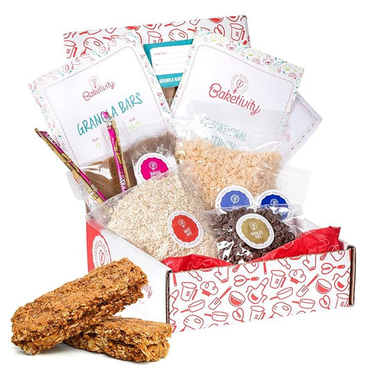 BAKETIVITY Kids Baking DIY Activity Kit - Bake Delicious Healthy Gluten Free Granola Bars with Pre-Measured Ingredients – Best Gift Idea for Boys and Girls Ages 6-12-CubbioJoy