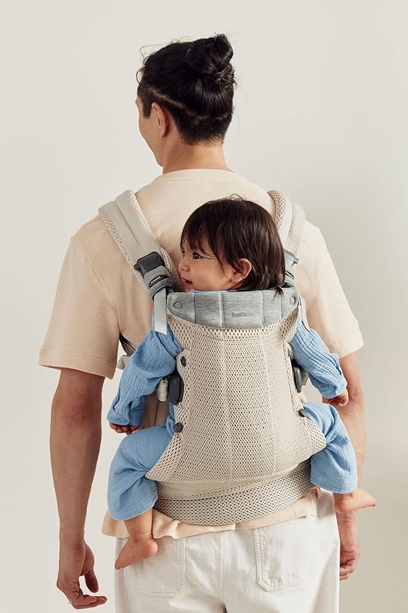 BabyBjörn Baby Carrier Harmony, Cream, 3D Mesh, 3-in-1 Ergonomic Baby Carrier; Newborn, Facing-in, Outward-Facing, and Back Carrying Positions Supported (7-40 lbs), Newborn to Toddler-CubbioJoy