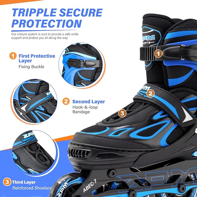2PM SPORTS Vinal Girls Adjustable Flashing Inline Skates, All Wheels Light Up, Fun Illuminating Skates for Kids Men Adult Women and Boys-CubbioJoy