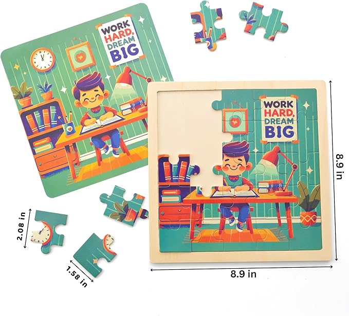 6 Educational Wooden Puzzles & Storybook, Teaches Kindness, Empathy & More – 6 in 1 Jigsaw Puzzle for Kids Ages 3-7 – Learn Real Values Through Stories – Montessori Puzzle Set 25 Pieces-CubbioJoy