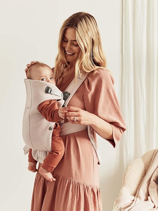 BabyBjörn Baby Carrier Mini, 3D Jersey, Light Beige | Newborn Carrier (7-25 lbs), Ergonomic, Easy-to-Use-CubbioJoy