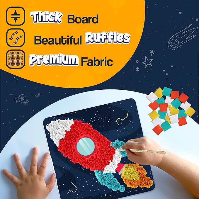 jackinthebox Poke Poke Art for Kids – Space Theme, Mess-Free Fabric Art and Craft, Flower Pressing Kits, Gift for Kids, Toys for Girls and Boys Ages 4 5 6 7 8-CubbioJoy